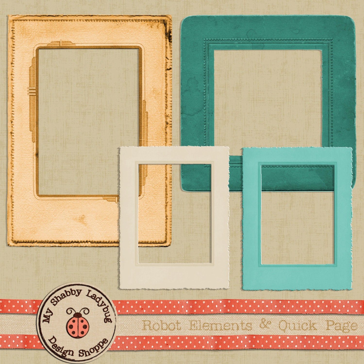 Robots! INSTANT DOWNLOAD! 2 Bonus Quick Pages 2 Alphas Frames, Buttons ...