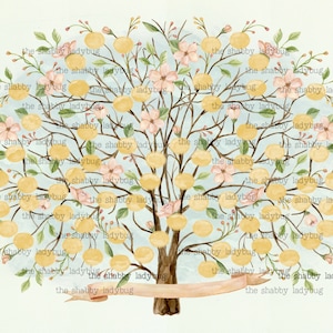 Watercolor Blank Family Tree DIY-you print and fill in the names! Instant Download