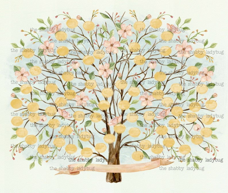 Watercolor Blank Family Tree DIY-you print and fill in the names Instant Download image 1