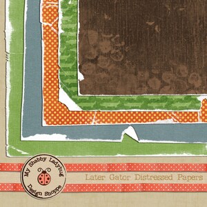 Later Gator Torn & Distressed Papers Instant Download! Alligator, Green Brown Orange Blue baby boy