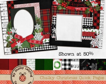 Chalky Christmas, Quick Page Double Layout (2 pages!) INSTANT DOWNLOAD