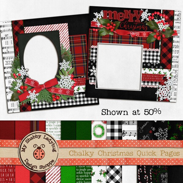 Chalky Christmas, Quick Page Double Layout (2 pages!) INSTANT DOWNLOAD