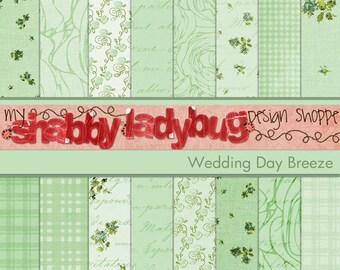 Wedding Day Breeze Shabby Chic Textured Digital Scrapbook Papers Instant Download!