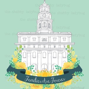 Families Are Forever 8x10 Instant download digital file Colorful Nauvoo LDS Temple Print