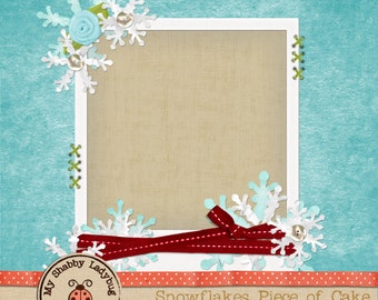 Snowflakes Piece-of-Cake Album Page!  Snowflakes, Ribbons, Flowers, Stitches and Frames!