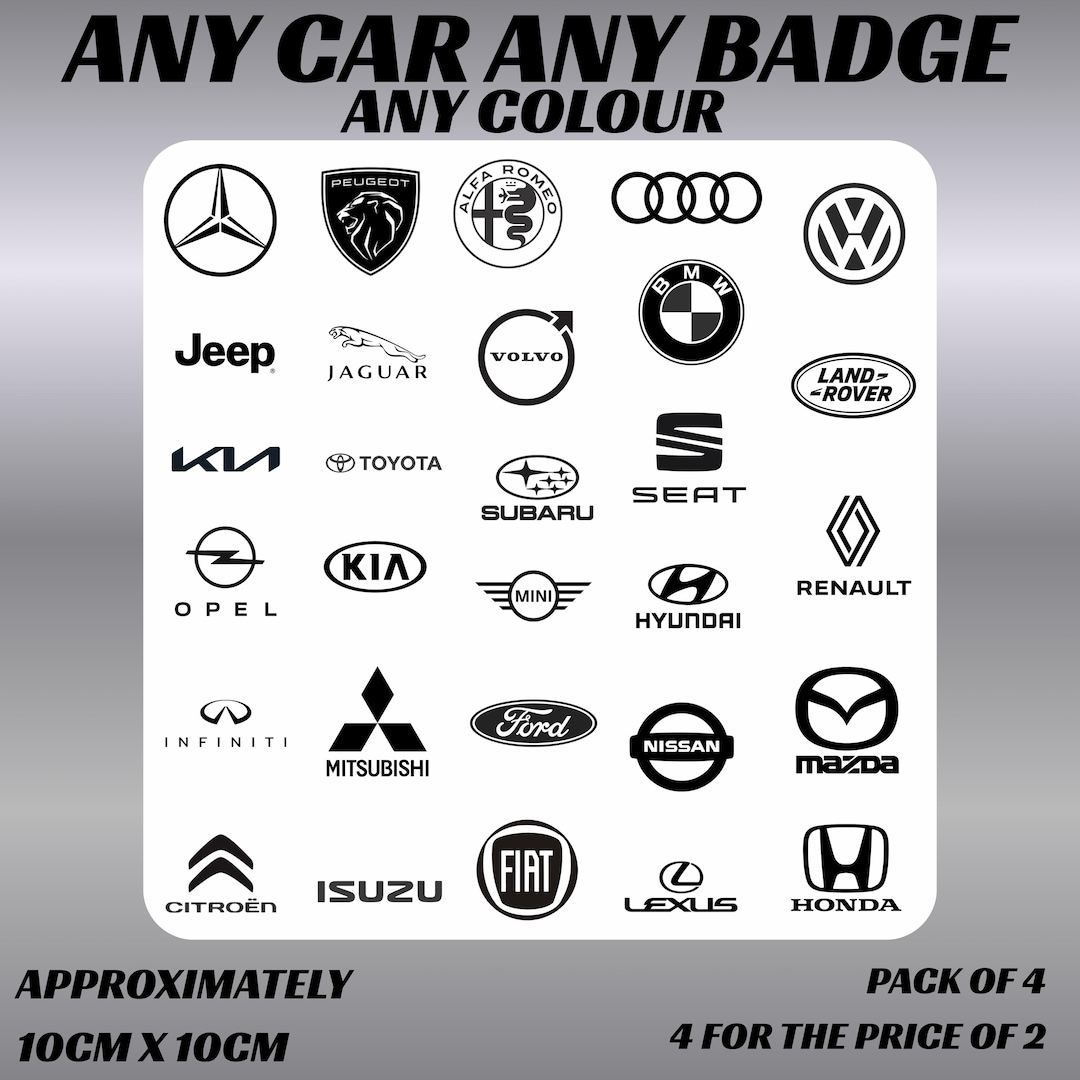 Car Badge Logo Sticker 100mm X 100mm Custom Car Badge Decal, Vinyl ...