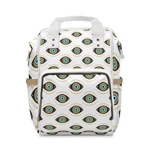 Multifunctional Diaper Backpack, Evil Eye Protection for New Born Babies and Young Kids Emerging into School, Baby Shower Gift, Nursery