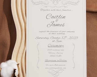 Elegante conjunto de invitaciones de boda / Plantillas editables de Canva / Descarga digital