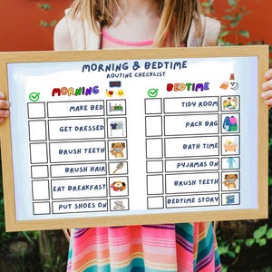 Printable Morning & Bedtime Routine Chart for Kids – Family Daily Routine Checklist
