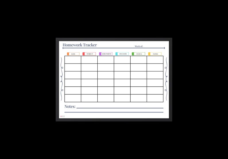 Editable Homework Tracker | Weekly Student Assignment Planner | Canva ...