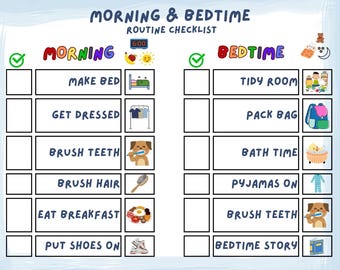 Printable Morning & Bedtime Routine Chart for Kids – Family Daily Routine Checklist