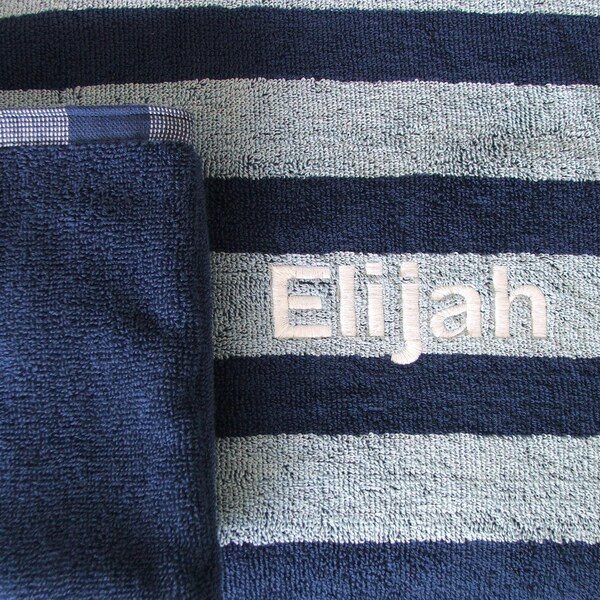 Personalized hooded towel in blue
