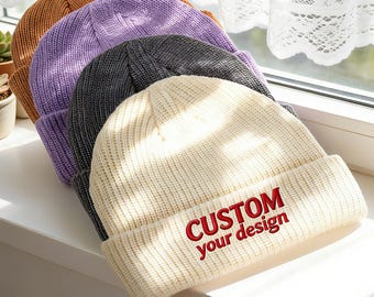 Custom winter hats, personalized logo/text embroidered knit hats, warm knit hats, Christmas gifts - unisex beanie