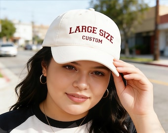 Large Head circumference hat, custom embroidered unisex baseball cap, personalized text, logo, bridesmaid hat, holiday gift ,for him/her.