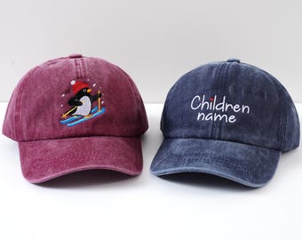 Custom children hat,embroidered text,logo baseball cap,kid hat,washed hat,parent-child hats,birthday gift,party gift,Christmas gift