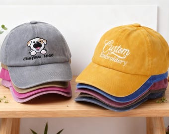 Custom logo embroidered hat, personalized text hats, vintage baseball caps, bridal hats, bachelorette party gifts, brithday,new dad,mom