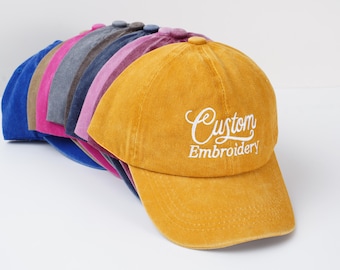 personalized hats ,Embroidered text, logo baseball caps, Custom washed hats, birthday and Christmas gift,bridal hat, bachelorette party gift