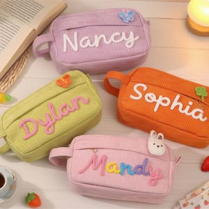 Custom Name Corduroy Pencil Case For Kids, Personalized Pencil Case, Back To School Gift, Girls Pencil Pouch, Birthday Gift For Girls