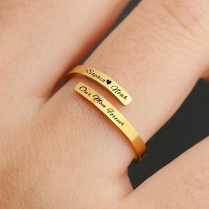 Personalized Family Name Ring,Custom Double Name Ring with Date Engraving,Adjustable Mother Ring,Mother's Day Gift for Mom,Thank you Gift