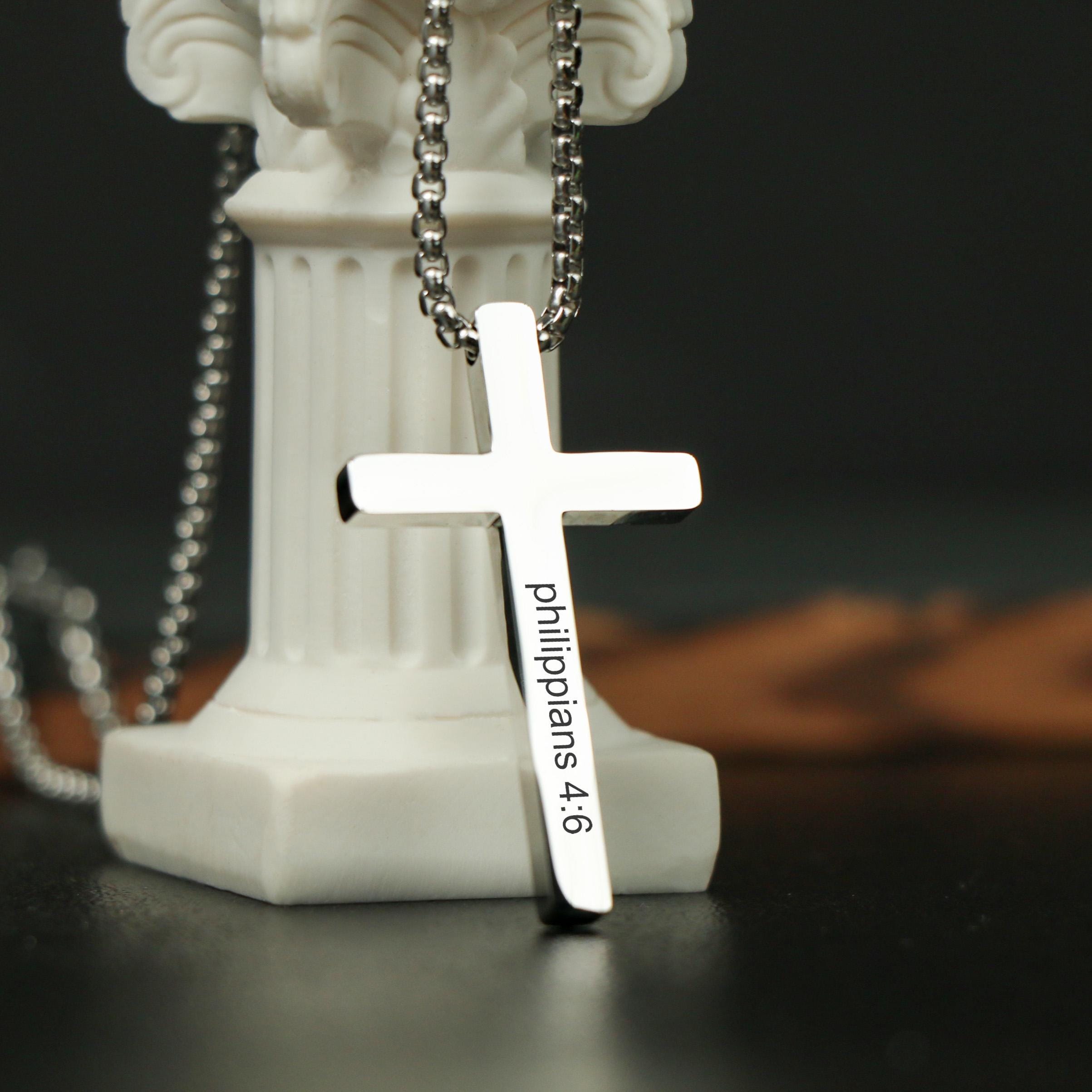 Customized Cross Necklace - Men's Gold Cross Necklace - Custom Fathers ...
