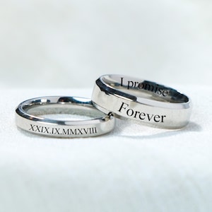 Personalized Promise Ring for Him | Her, Custom Engrave Stainless Steel Ring, Customized Engraved Jewelry, Wedding Band, Anniversary Gift
