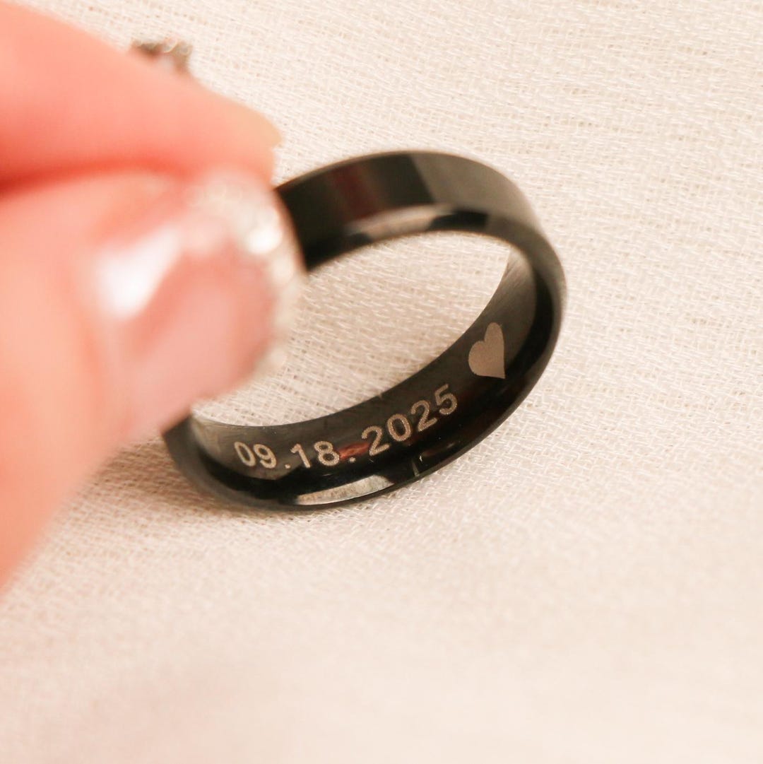 Personalized Custom Wedding Date Band,dainty Ring,custom Couple Rings ...