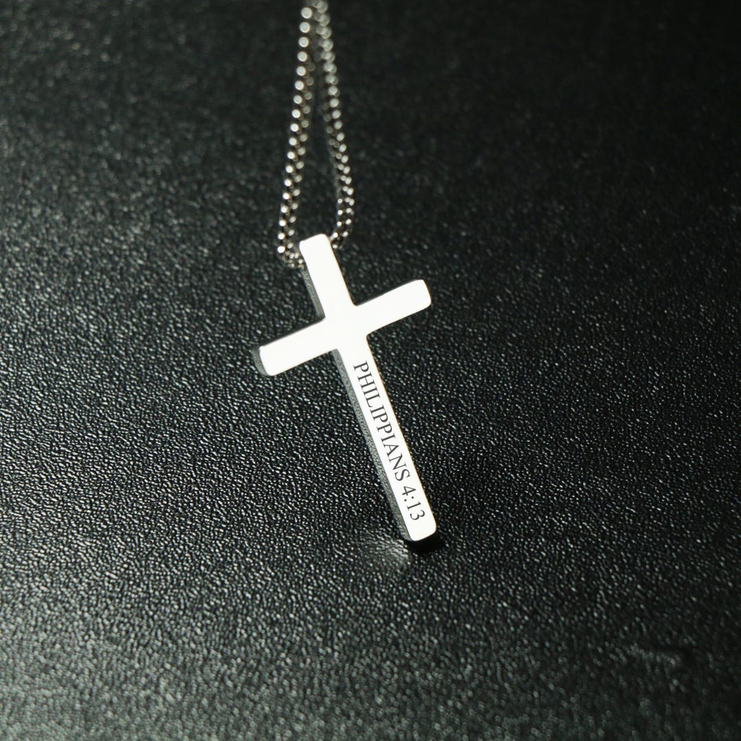 Customized Cross Necklace - Men's Gold Cross Necklace - Custom Fathers ...