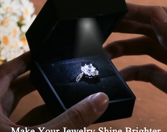 Boîte à Bagues LED Pour Bague De Mariage, Boîte à Bagues De Fiançailles, Cofet Cadeau, Boîtes D'exposition D'emballage Avec étuis De Rangement Légers, Boîte De Conception En Gros