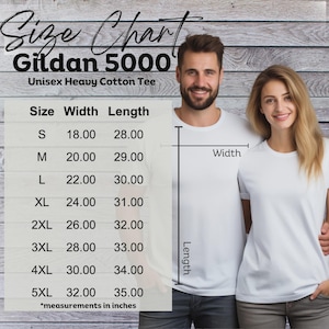 Gildan T shirt Size Chart