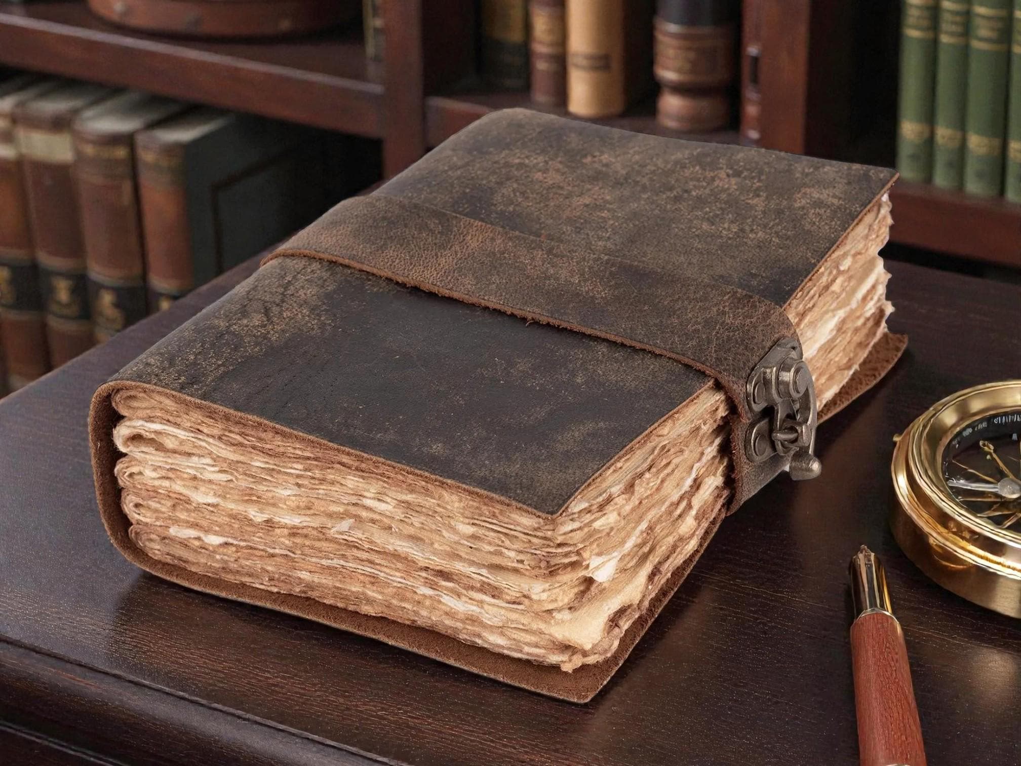 Handmade Vintage Leather Journal - Blank Spell Book of Shadows ...