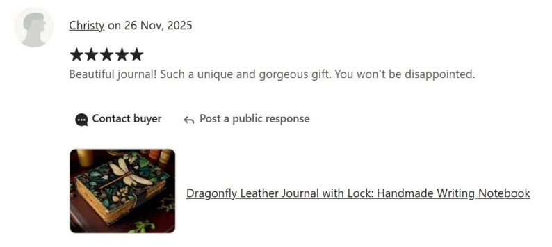 Dragonfly Leather Journal With Lock: Handmade Writing Notebook 400 Page ...