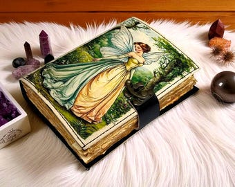 Handmade Fairy Leather Grimoire: Christmas Gift Book of Shadows - 400 Pages Witchcraft Journal Spell Book Wiccan NoteBook Pagan Diary Gift