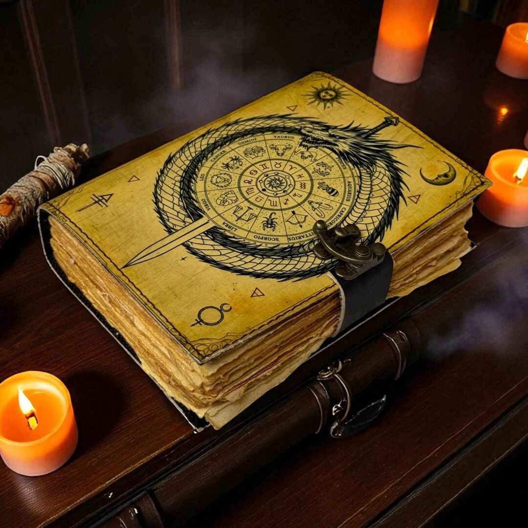 Dragon Leather Grimoire – Book of Shadows With Lock, Witchcraft Journal ...