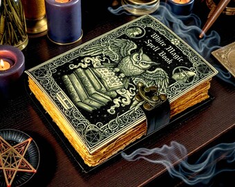 White Magic Spell Book, Leather Grimoire Journal, Book of Shadows, Wiccan Tarot Notebook, Occult Ritual Writing, Handmade Fantasy Notebook