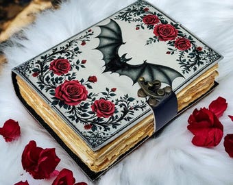 Bat Grimoire | Gothic Leather Journal | Prop Replica Book of the Dead | Buffy Inspired Spell Book Dark Academia Book of Shadows
