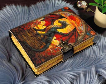 Dragon Leather Grimoire: 400 Page Handmade Book of Shadows, Large Refillable Witchcraft Spellbook, Wiccan Pagan Gothic Magic Diary Gift
