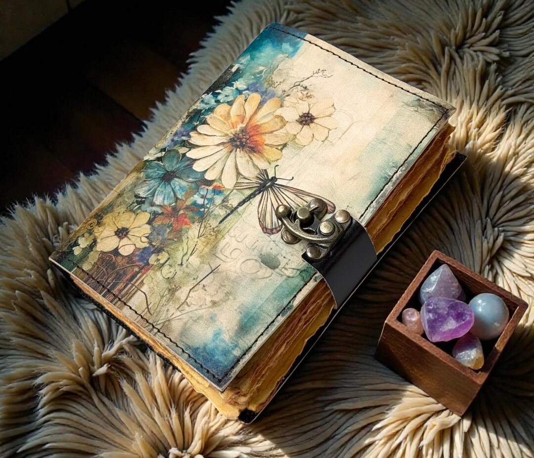 Dragonfly Leather Journal With Lock: Handmade Writing Notebook 400 Page ...