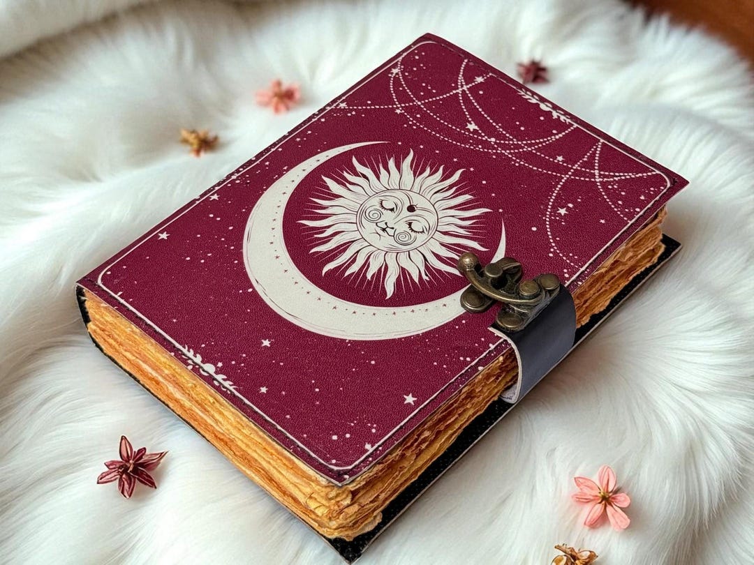 Handmade Sun Moon Leather Journal: Wiccan Grimoire Book of Shadows - Etsy