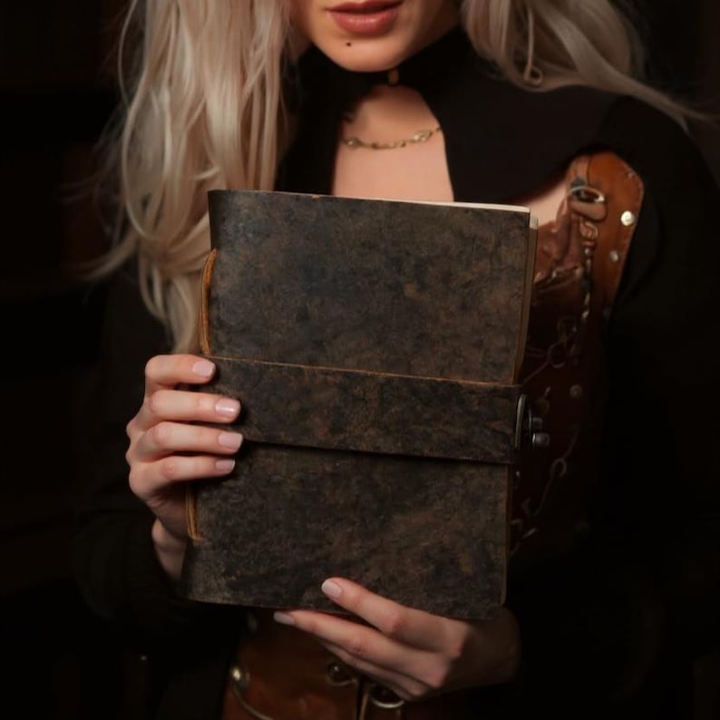 Handmade Vintage Leather Journal - Blank Spell Book of Shadows ...