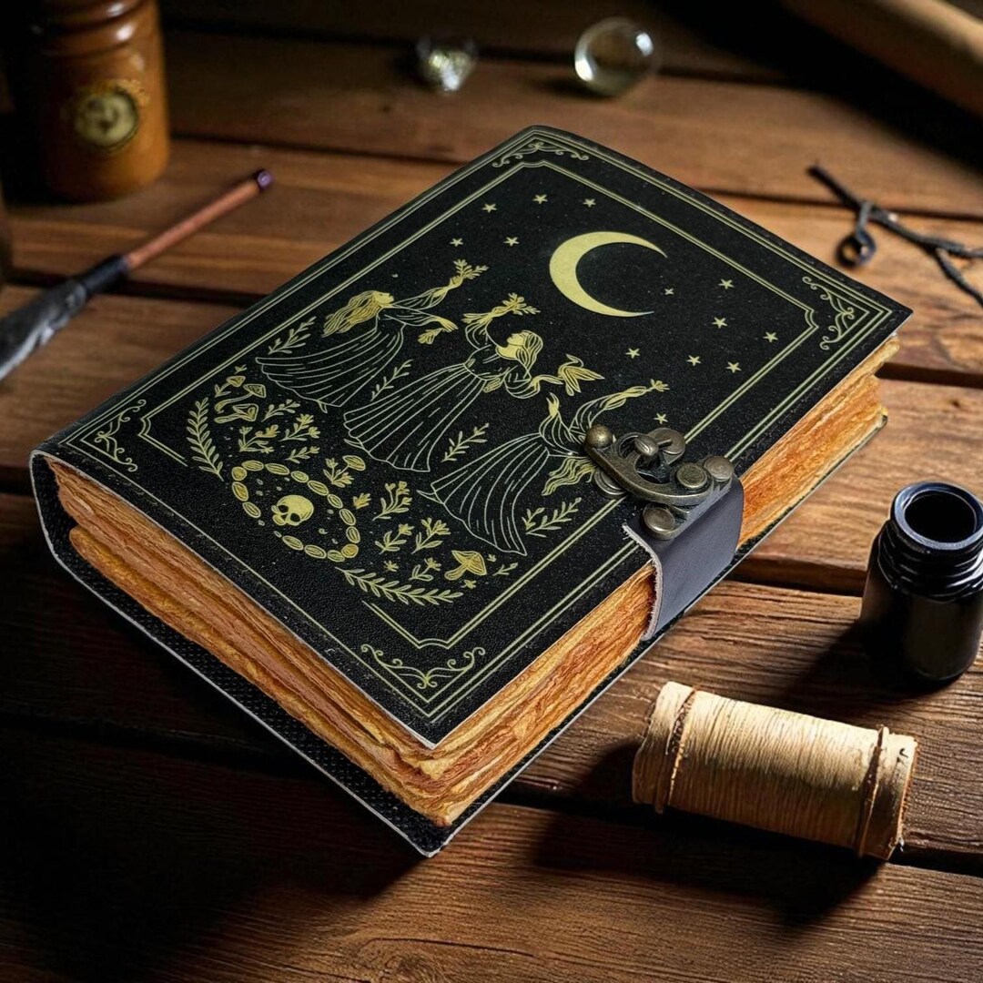 Handmade Fairy Leather Grimoire – Book of Shadows With Lock, Witchcraft ...