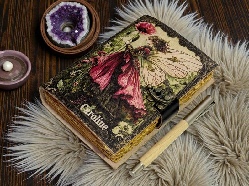Handmade Fairy Leather Grimoire –Blank spell Book of Shadows Witchcraft Journal, Wiccan Pagan Notebook, Daily diary Magic Journal Gift Bild 13