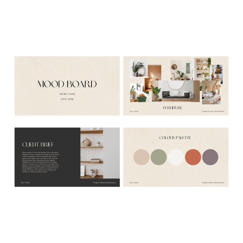 Interior Design Mood Board Template Canva | Editable Neutral Aesthetic ...