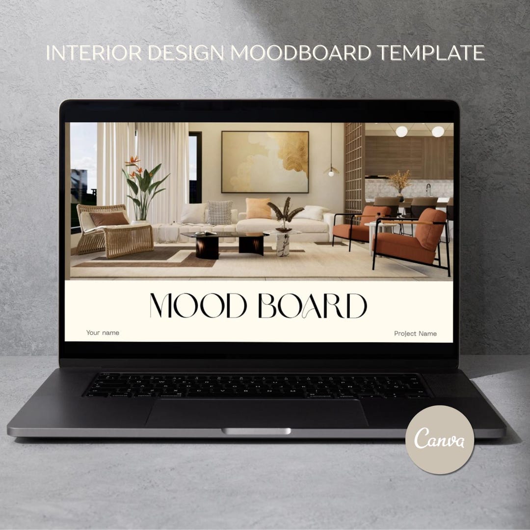 Interior Design Mood Board Template Canva | Editable Neutral Aesthetic ...
