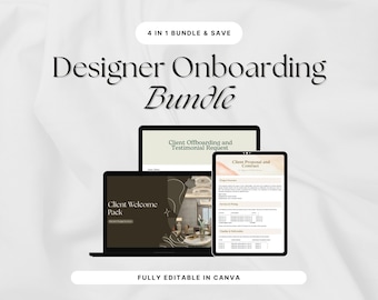 Designer Onboarding Bundle | Client Welcome, Proposal, Contract, Questionnaire & Offboarding Canva Templates