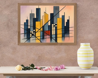 Abstract Art Print: Urban Rhythms, Modern Home Decor (High-Res PNG Digital Download