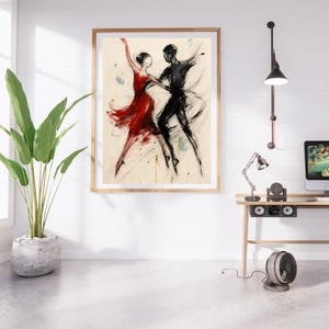 Dancers in Motion – Abstract Printable Art | Wall Decor | Elegant Digital Download | AI Art