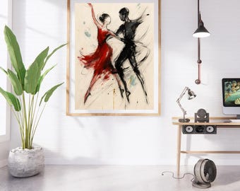 Dancers in Motion – Abstract Printable Art | Wall Decor | Elegant Digital Download | AI Art