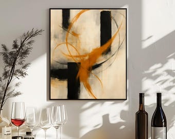 Abstract Wall Art Print: Beige, Tan, Burnt Orange (Digital Download)
