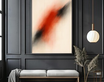 Abstract Red Black Diagonal Wall Decor | Minimalist Modern Grid Painting | Expressive Digital Download