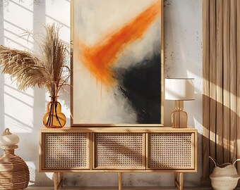 Impresión digital de arte abstracto: beige, tostado y naranja quemado (descarga digital)